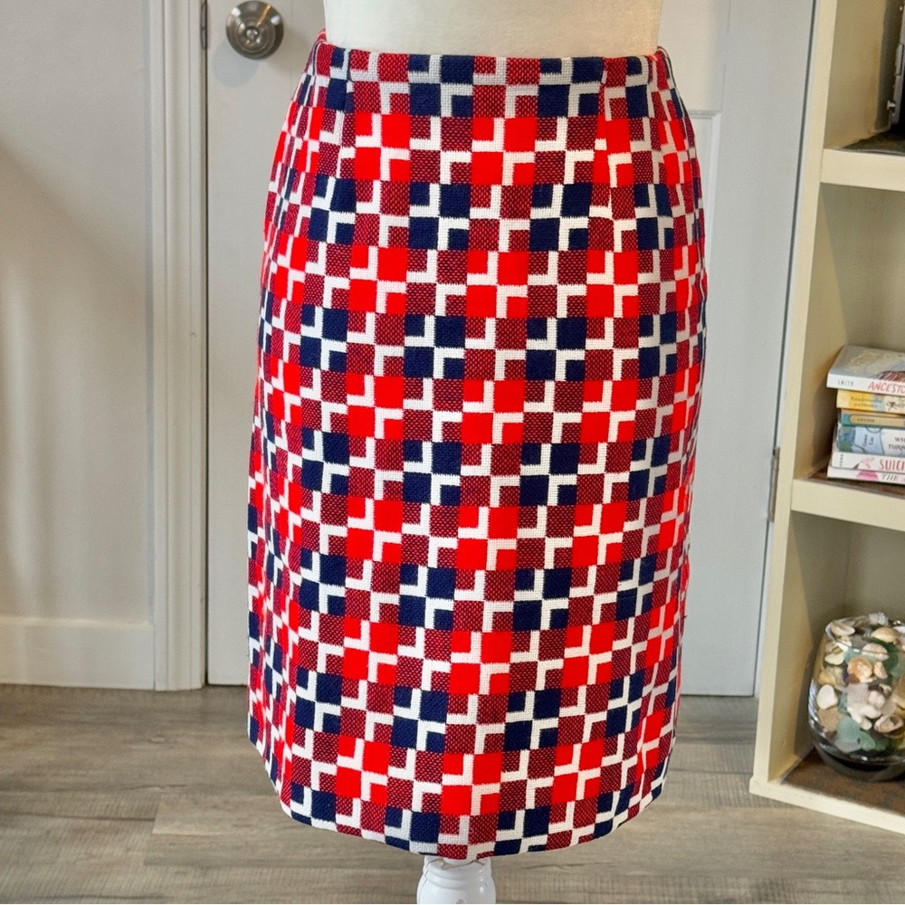 Vintage 1970s Wool Blend Knee-Length Pencil Skirt (size S)
